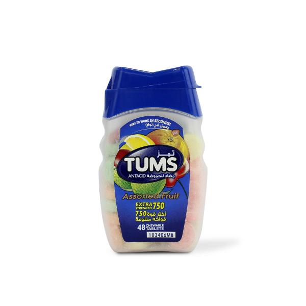 TUMS EXTRA ASSORTED FRUIT ANTACID 48CHEWE TAB
