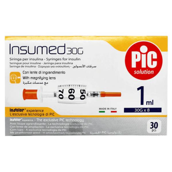 PIC INSUMED INSULIN SYRINGE 1 ML (30G X 8) 1 BOX 30 PCS