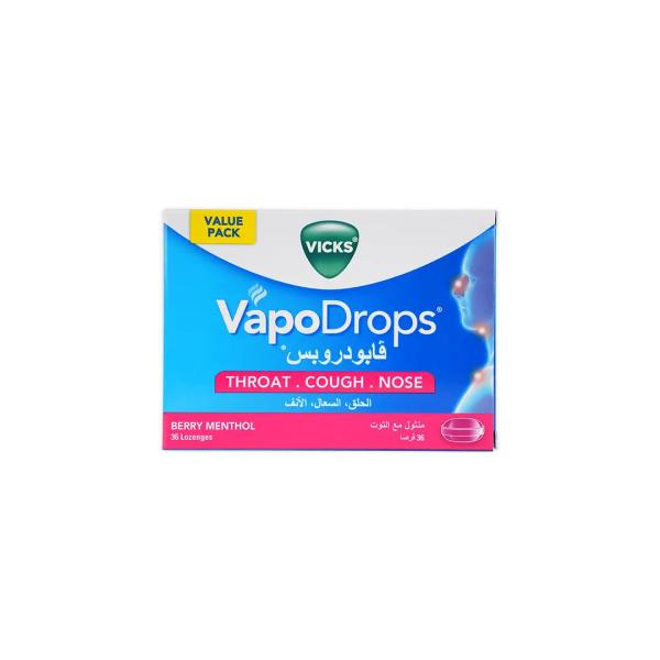 VICKS VAPODROPS BERRY MENTHOL 36 LOZENGES