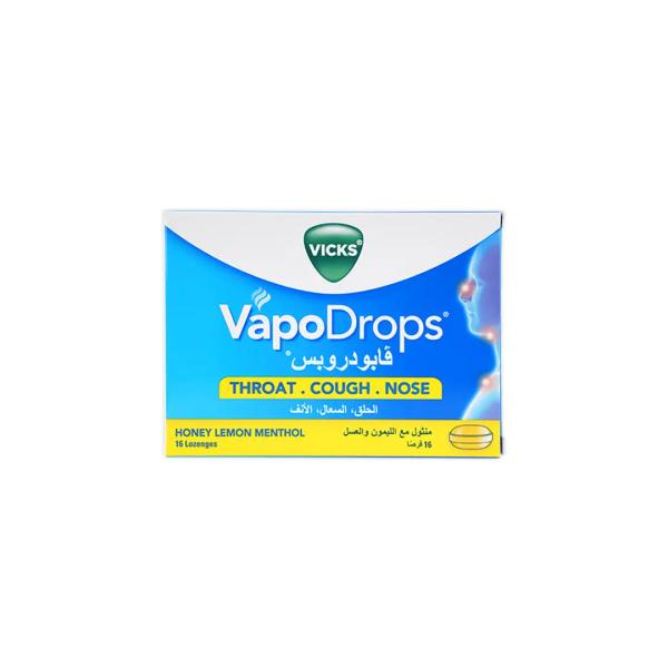 VICKS VAPODROPS HONEY LEMON MENTHOL 16 LOZENGES