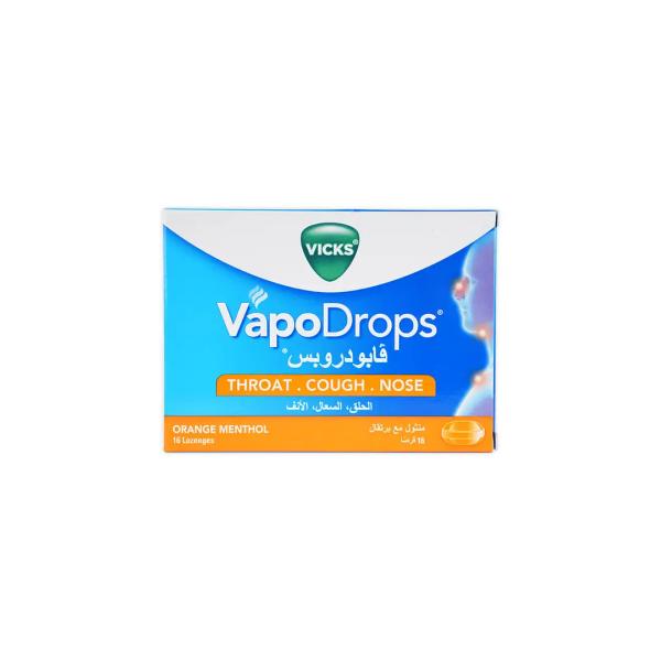 VICKS VAPODROPS ORANGE MENTHOL 16 LOZENGES