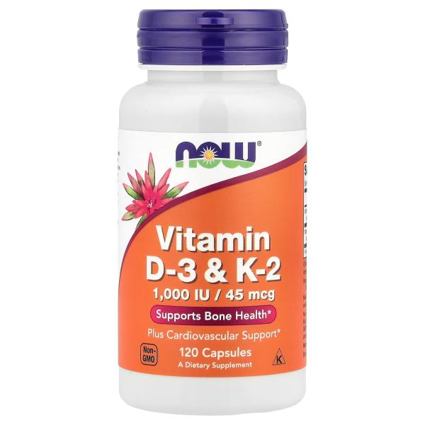 NOW VITAMIN D-3 & K2 1000 IU / 45 MCG 120 CAPSULES