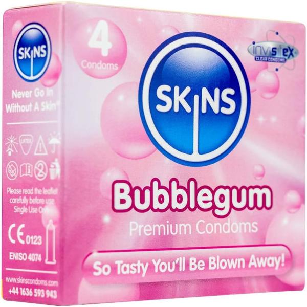 SKINS BUBBLEGUM 4 CONDOMS