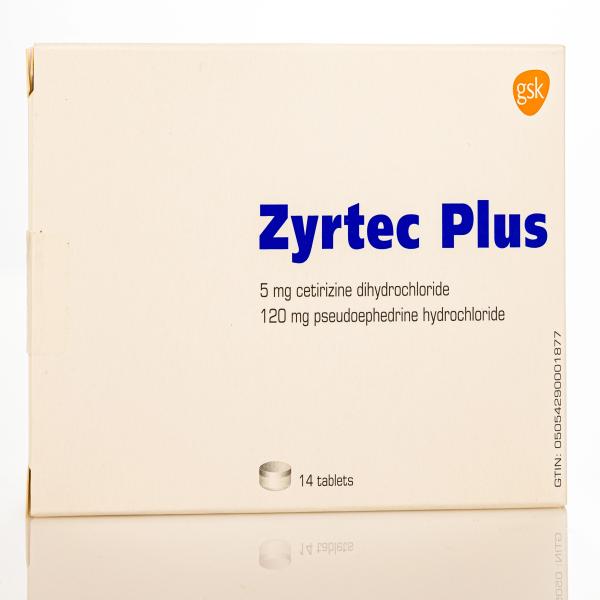 ZYRTEC PLUS 5/120 MG 14 TABLET