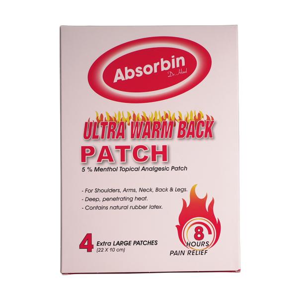ABSORBIN JR ULTRA WARM BACK PATCH 4 PCS ( RED )