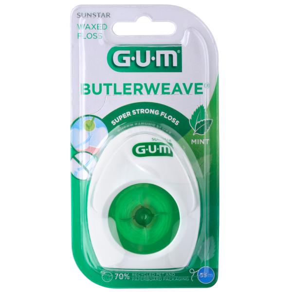 GUM BUTLERWEAVE MINT WAXED FLOSS 55 M (1855)